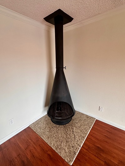 Wood burning fireplace in living room Wood burning fireplace in living room