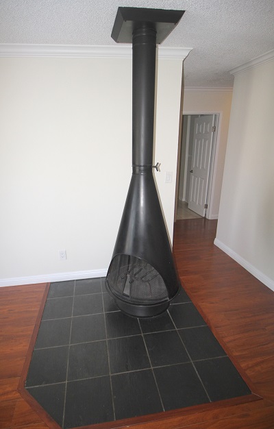 Wood burning fireplace in living room Wood burning fireplace in living room