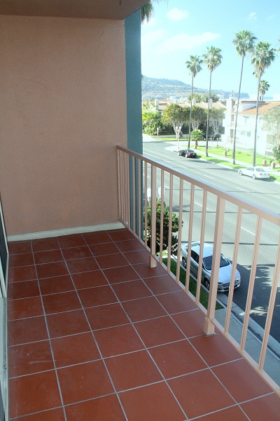 Large Balcony with Terra Cotta Tile & Ocean and Palos Verdes View
