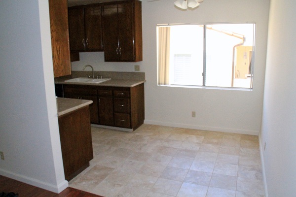 Dining Room with Imported Travertine Tile