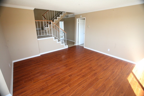 Large living room with hardwood floors and custom paint